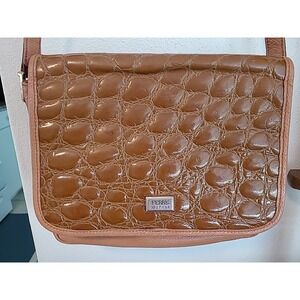 Gianfranco FERRE Light Brown Leather Crocodile Shoulder Bag vintage 27136